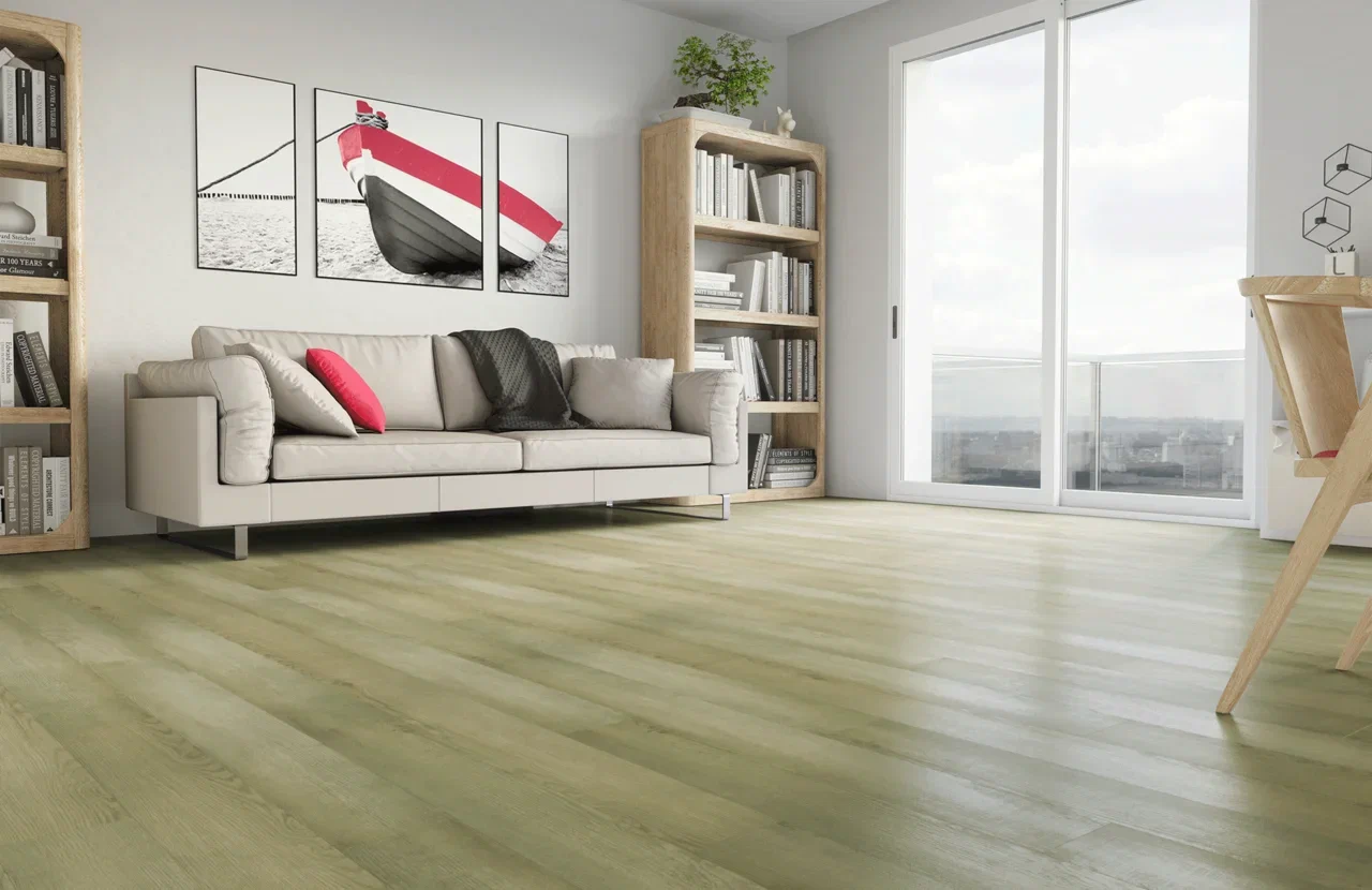 Кварцвиниловый SPC ламинат Home Expert Natural Дуб Канадский лес 62W930 1220×150×3,5 фото в интерьере